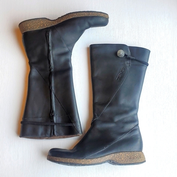 Teva Black Leather Montecito Moto Boot 5 - Picture 1 of 9